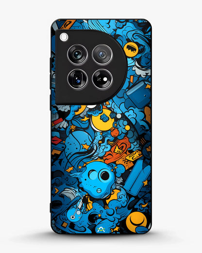 Blue Doodle Art Phone Case - Playful Cartoon Collage Print for iPhone, Samsung, Pixel, OnePlus & Vivo