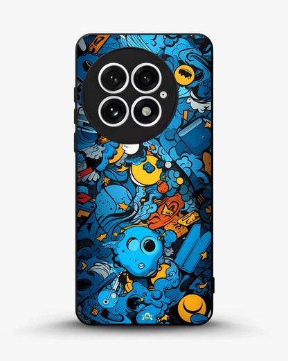 Blue Doodle Art Phone Case - Playful Cartoon Collage Print for iPhone, Samsung, Pixel, OnePlus & Vivo