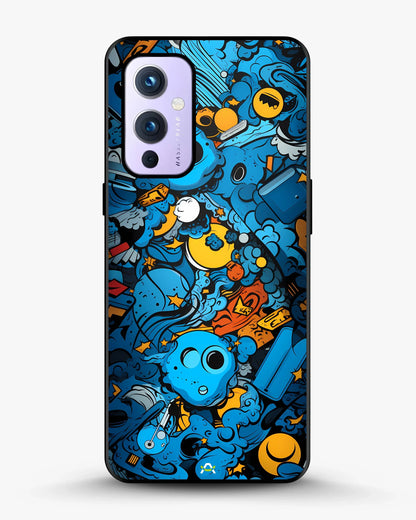 Blue Doodle Art Phone Case - Playful Cartoon Collage Print for iPhone, Samsung, Pixel, OnePlus & Vivo