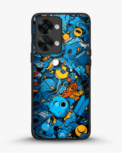 Blue Doodle Art Phone Case - Playful Cartoon Collage Print for iPhone, Samsung, Pixel, OnePlus & Vivo