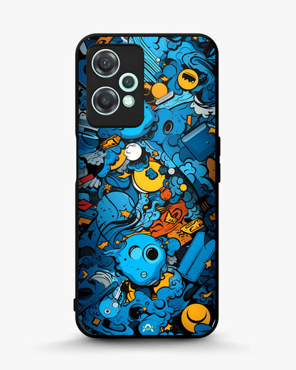 Blue Doodle Art Phone Case - Playful Cartoon Collage Print for iPhone, Samsung, Pixel, OnePlus & Vivo