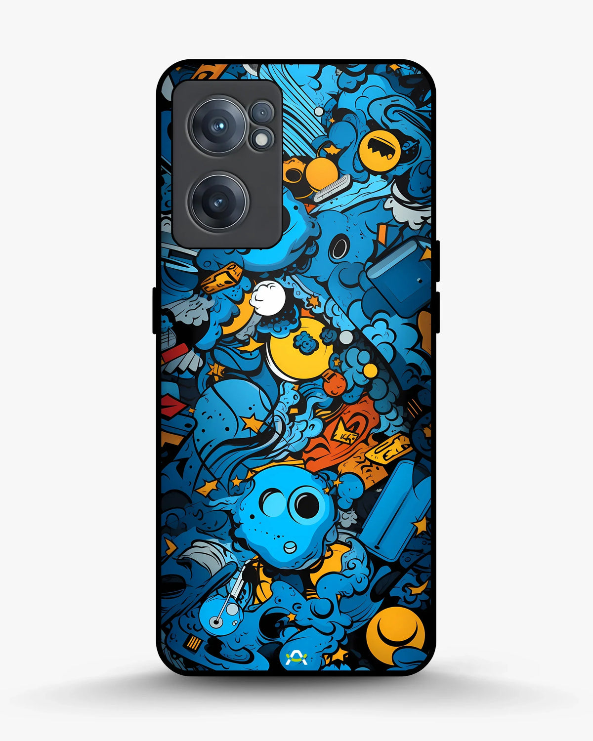 Blue Doodle Art Phone Case - Playful Cartoon Collage Print for iPhone, Samsung, Pixel, OnePlus & Vivo