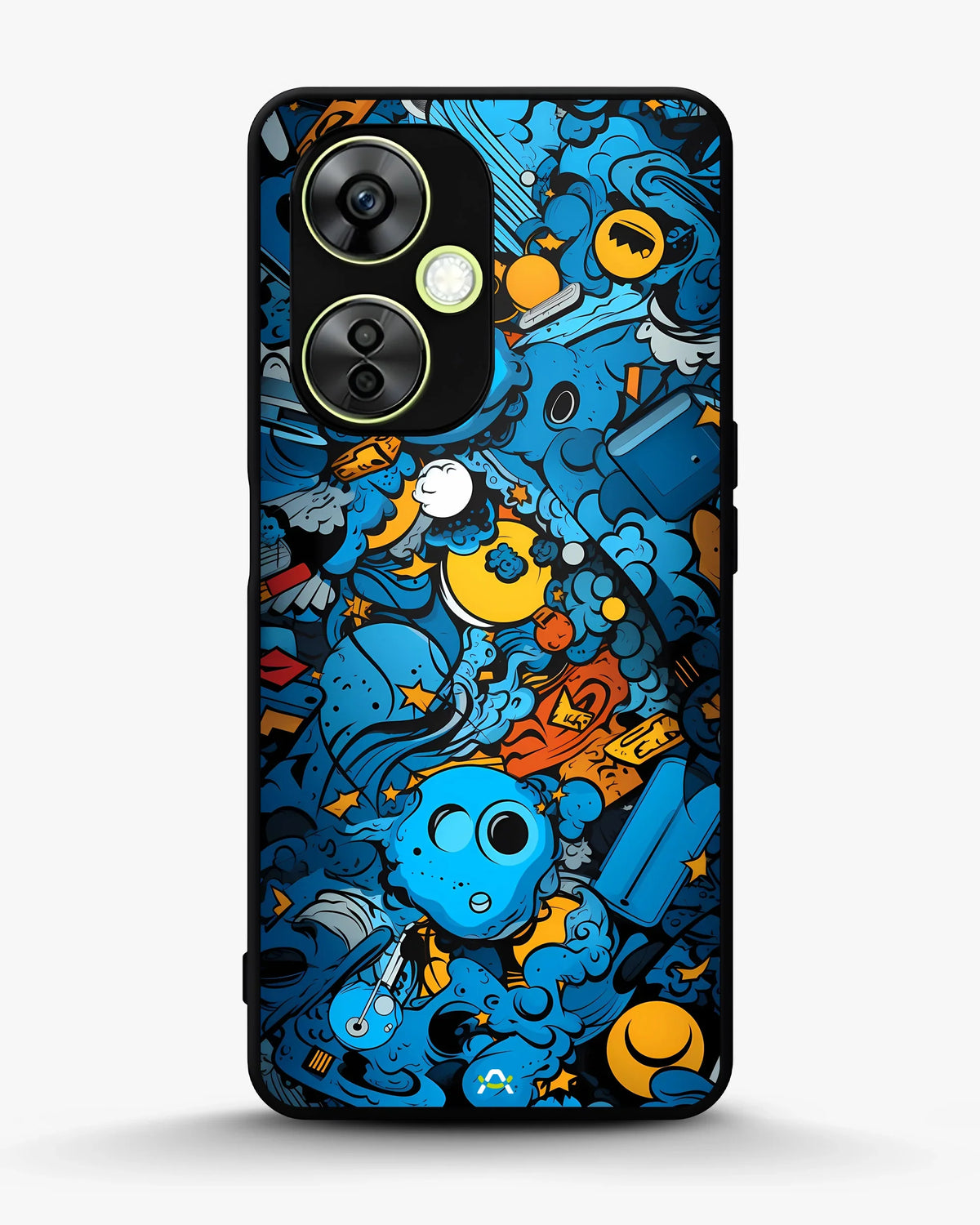 Blue Doodle Art Phone Case - Playful Cartoon Collage Print for iPhone, Samsung, Pixel, OnePlus & Vivo