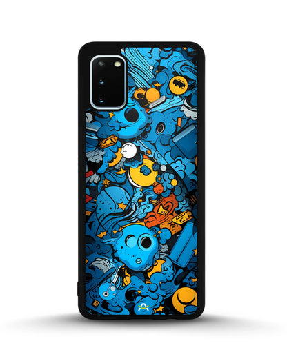 Blue Doodle Art Phone Case - Playful Cartoon Collage Print for iPhone, Samsung, Pixel, OnePlus & Vivo