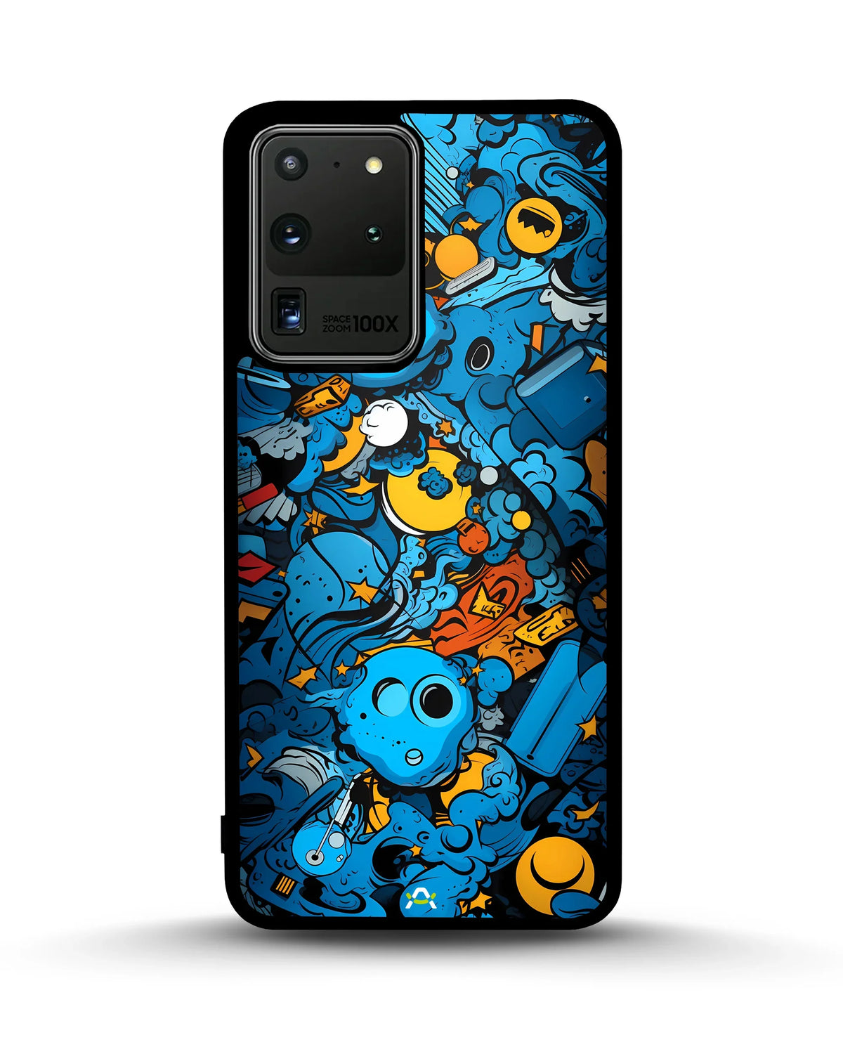 Blue Doodle Art Phone Case - Playful Cartoon Collage Print for iPhone, Samsung, Pixel, OnePlus & Vivo