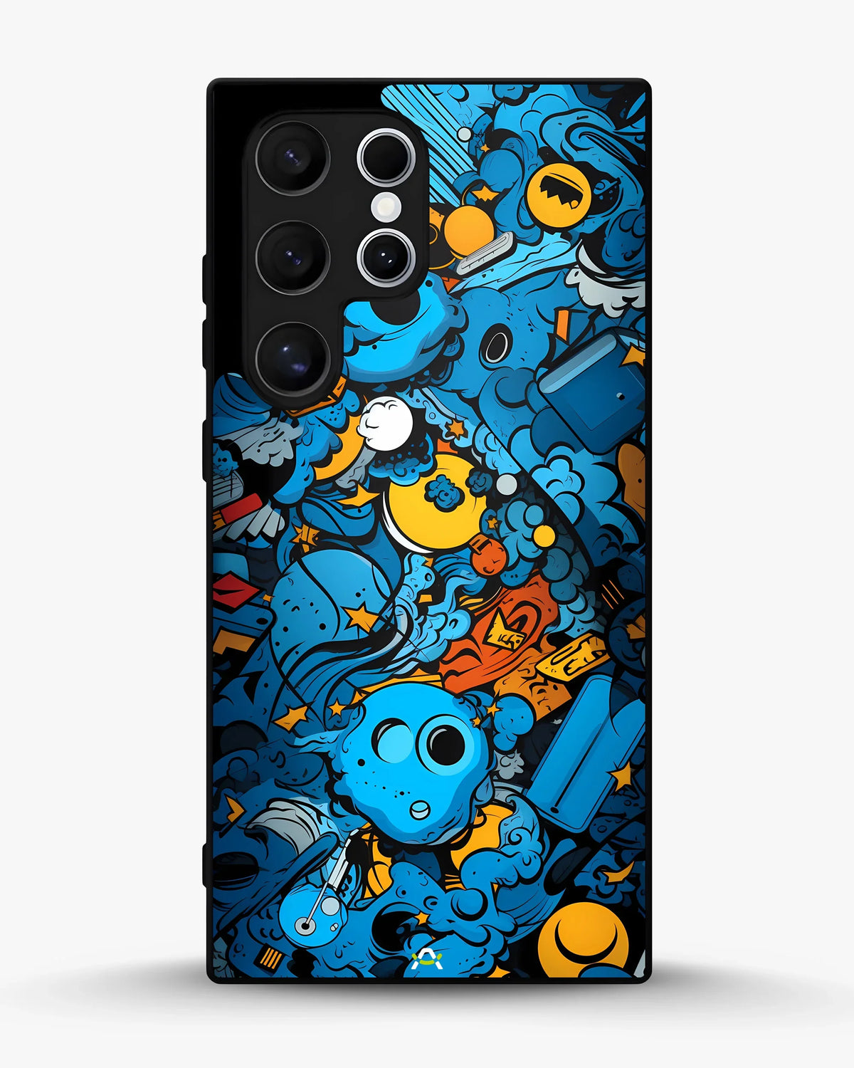 Blue Doodle Art Phone Case - Playful Cartoon Collage Print for iPhone, Samsung, Pixel, OnePlus & Vivo