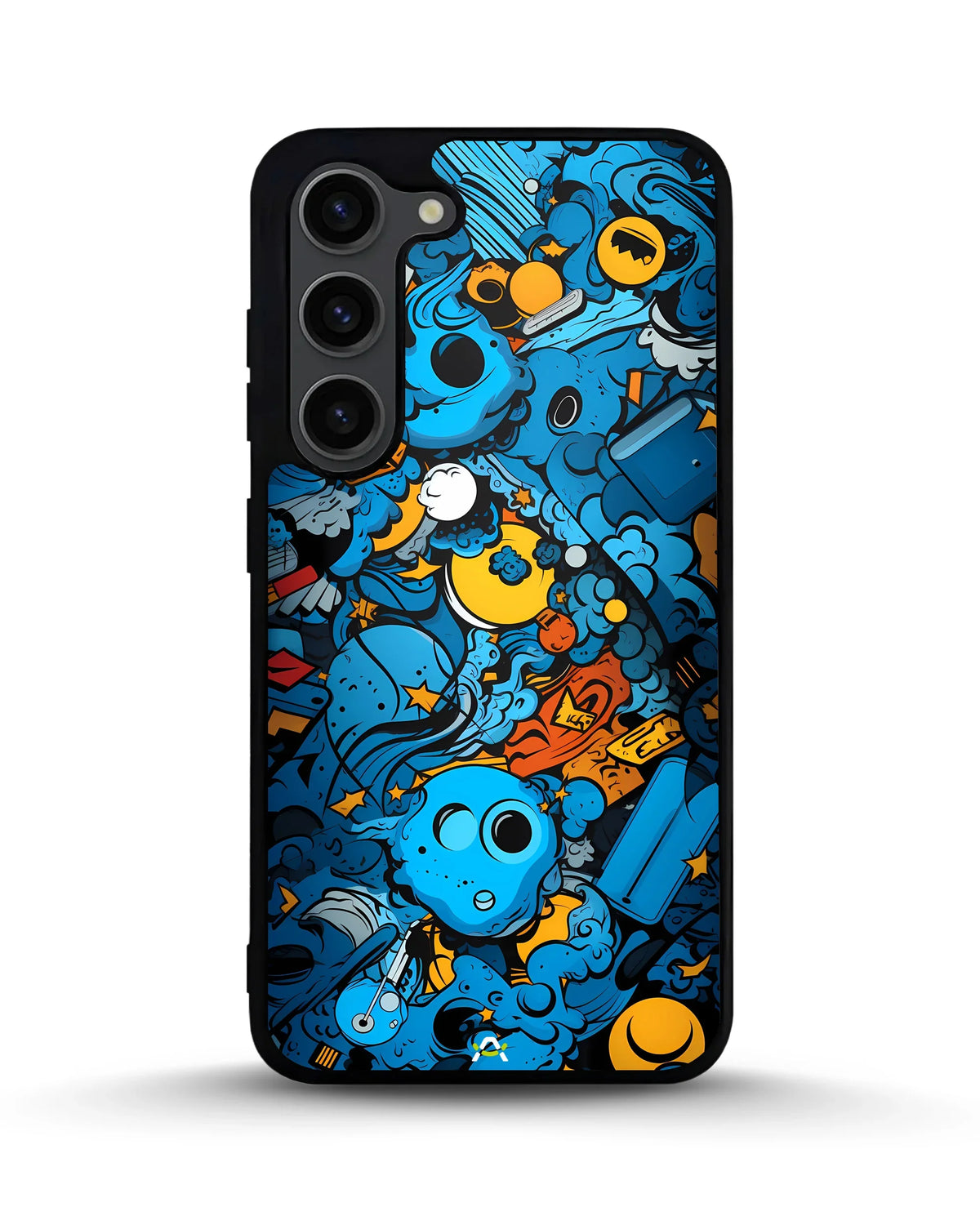 Blue Doodle Art Phone Case - Playful Cartoon Collage Print for iPhone, Samsung, Pixel, OnePlus & Vivo
