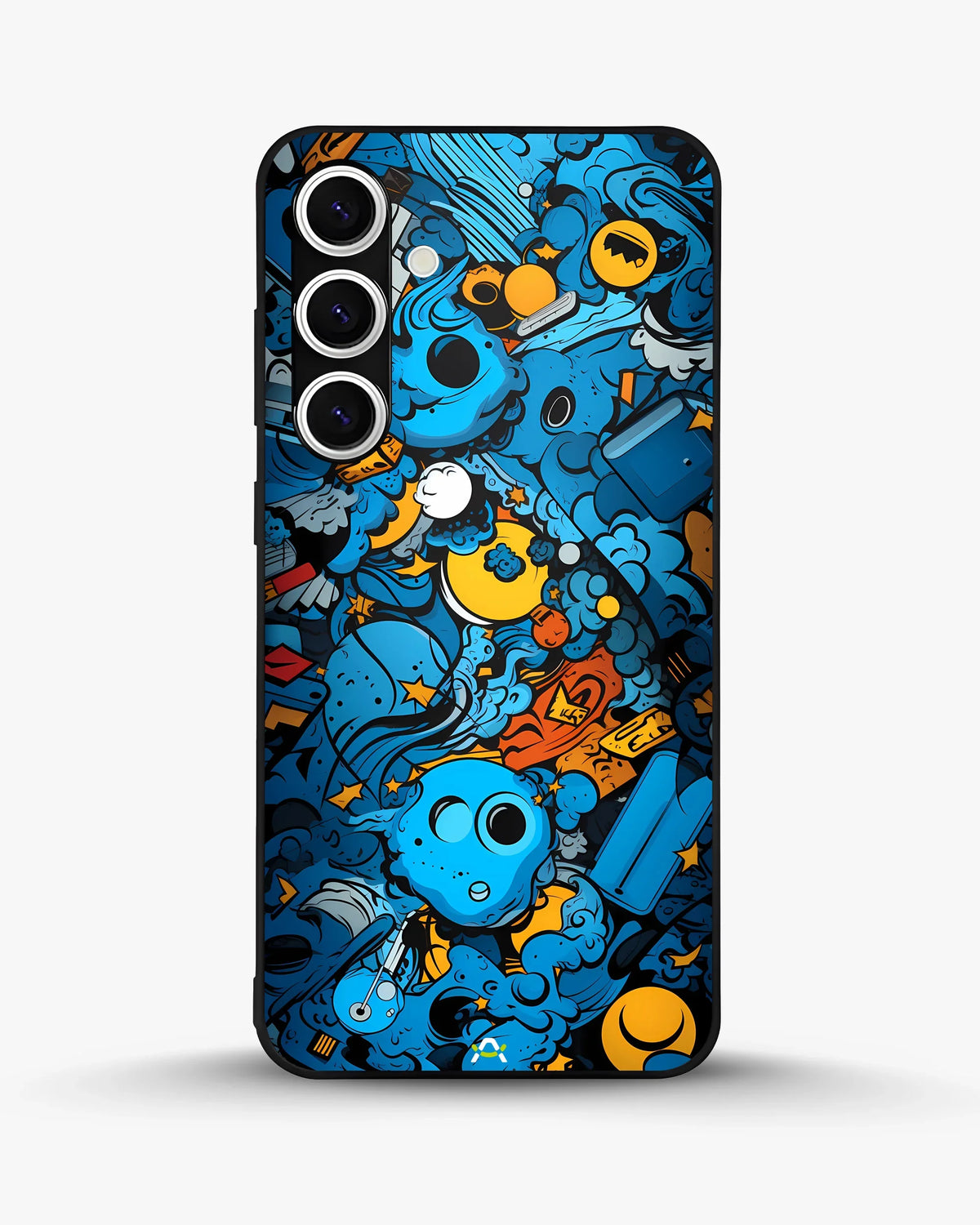Blue Doodle Art Phone Case - Playful Cartoon Collage Print for iPhone, Samsung, Pixel, OnePlus & Vivo