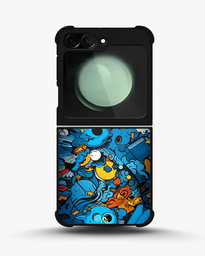 Blue Doodle Art Phone Case - Playful Cartoon Collage Print for iPhone, Samsung, Pixel, OnePlus & Vivo