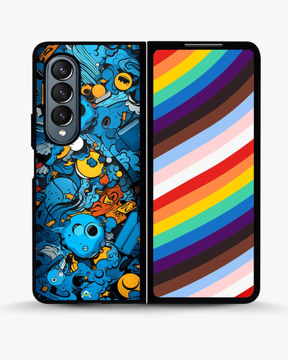 Blue Doodle Art Phone Case - Playful Cartoon Collage Print for iPhone, Samsung, Pixel, OnePlus & Vivo