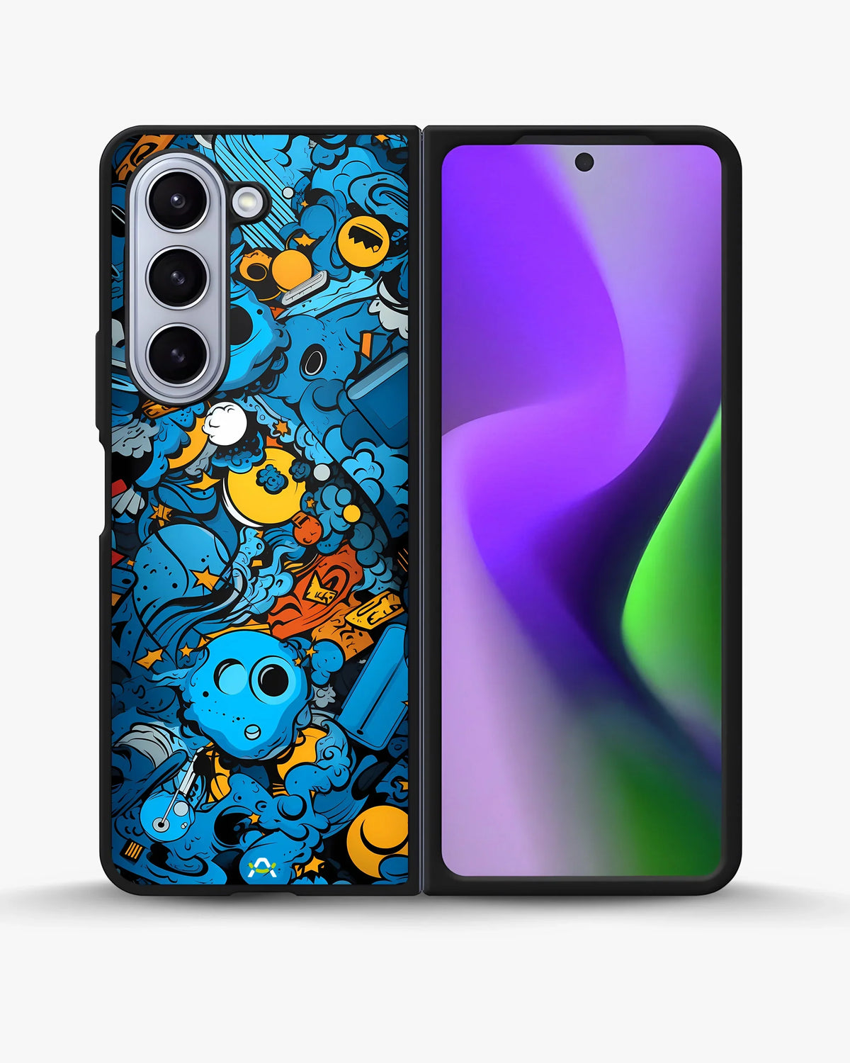 Blue Doodle Art Phone Case - Playful Cartoon Collage Print for iPhone, Samsung, Pixel, OnePlus & Vivo