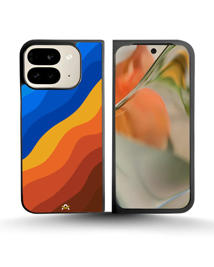 Blue & Orange Wave Pattern Phone Case - Abstract Cover for iPhone, Samsung, Pixel, OnePlus & Vivo