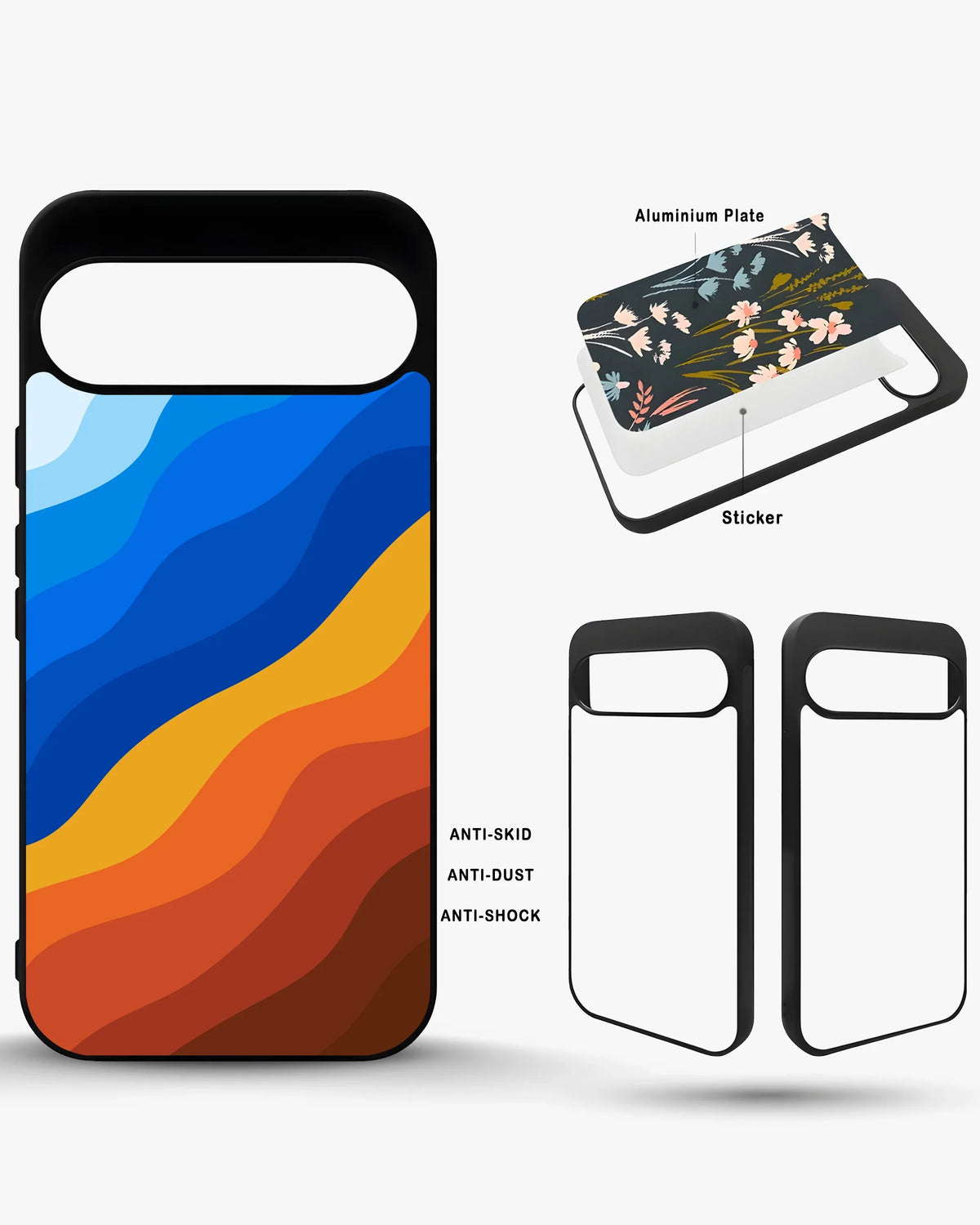 Blue & Orange Wave Pattern Phone Case - Abstract Cover for iPhone, Samsung, Pixel, OnePlus & Vivo