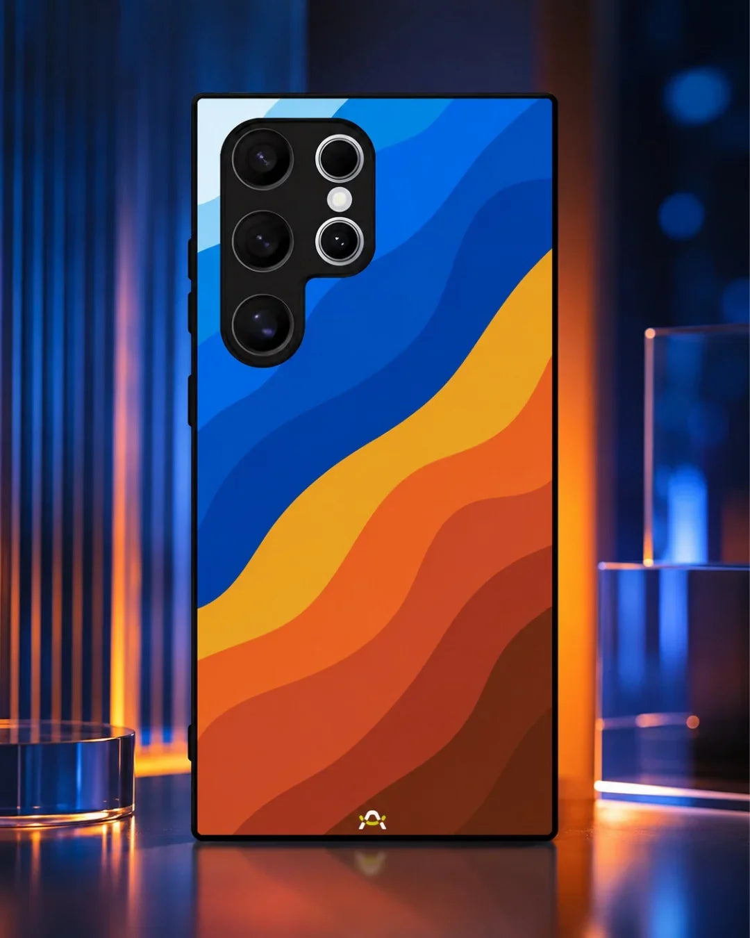 Blue & Orange Wave Pattern Phone Case - Abstract Cover for iPhone, Samsung, Pixel, OnePlus & Vivo