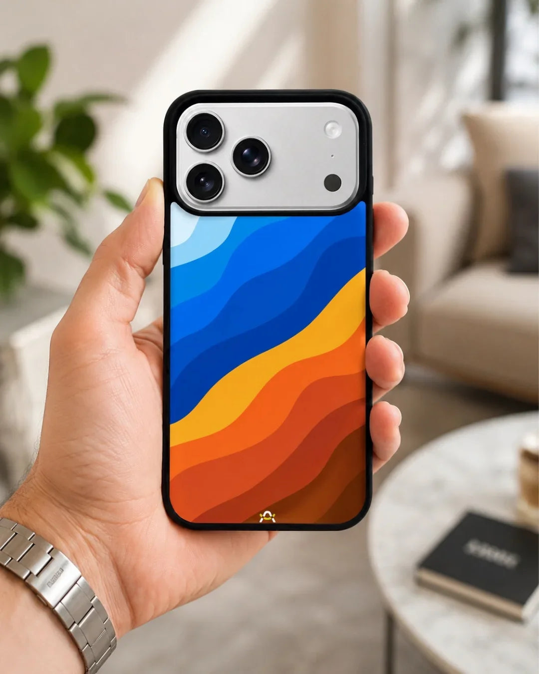 Blue & Orange Wave Pattern Phone Case - Abstract Cover for iPhone, Samsung, Pixel, OnePlus & Vivo