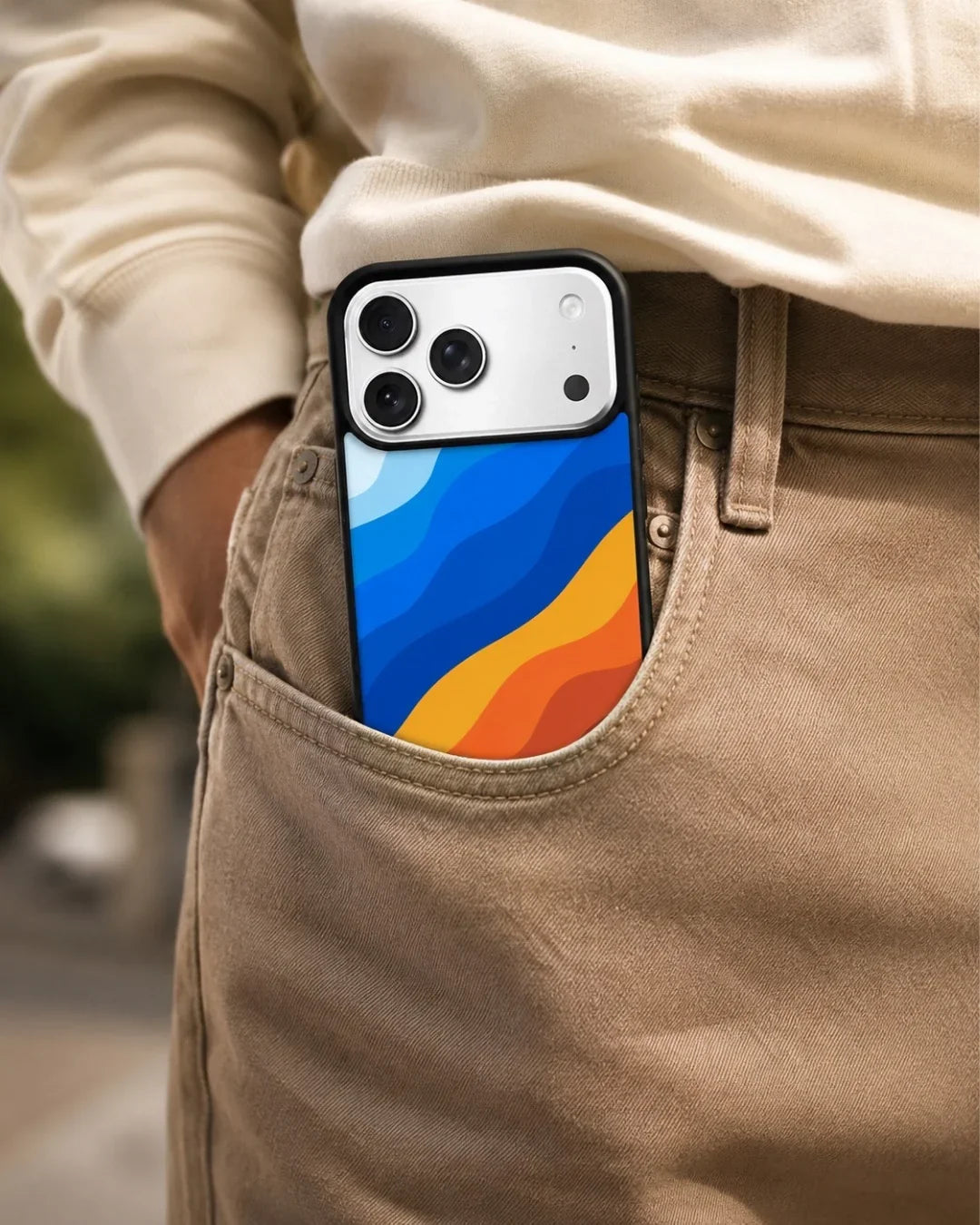 Blue & Orange Wave Pattern Phone Case - Abstract Cover for iPhone, Samsung, Pixel, OnePlus & Vivo
