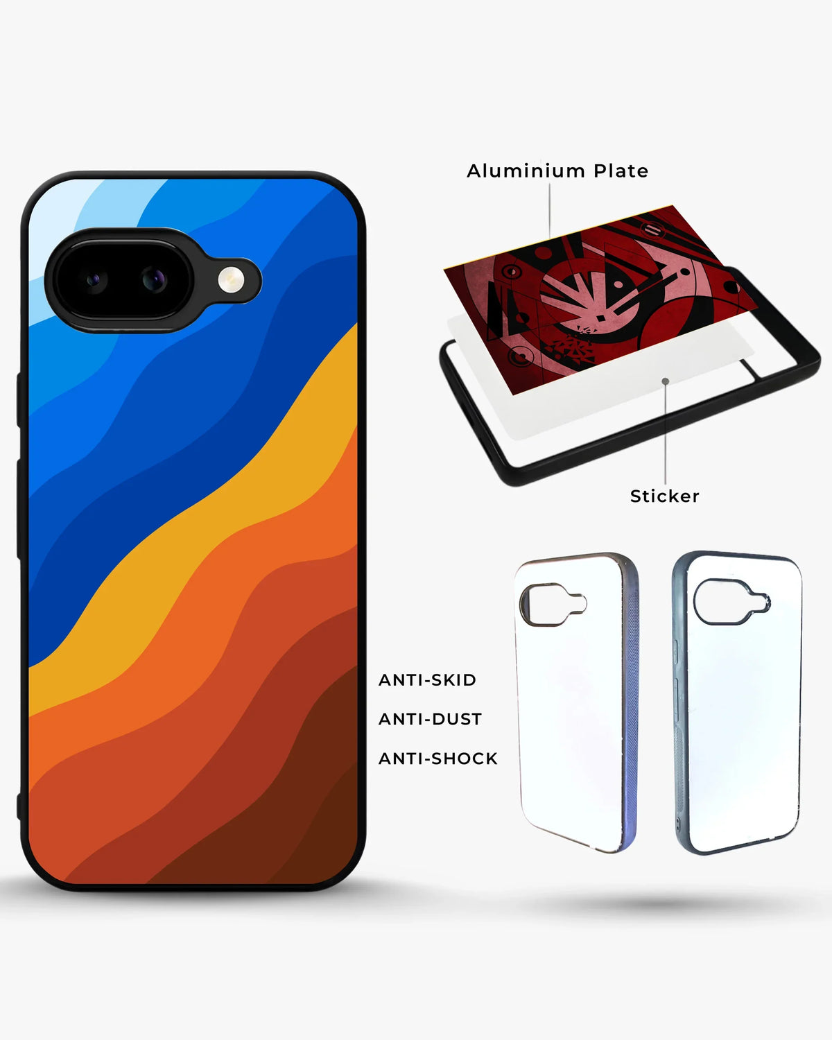 Blue & Orange Wave Pattern Phone Case - Abstract Cover for iPhone, Samsung, Pixel, OnePlus & Vivo