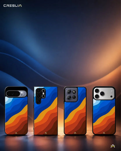 Blue & Orange Wave Pattern Phone Case - Abstract Cover for iPhone, Samsung, Pixel, OnePlus & Vivo