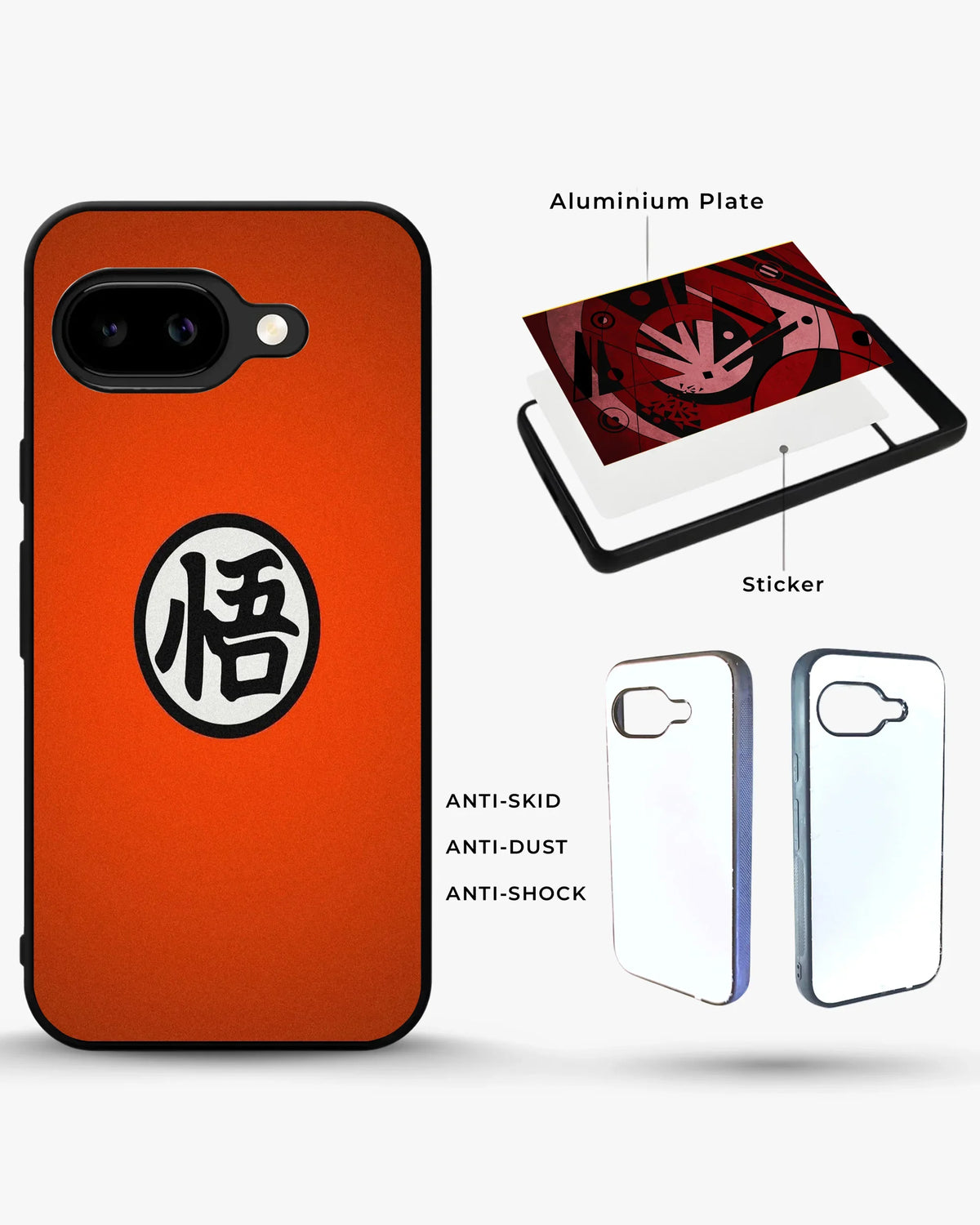 Bold Kanji Circle Phone Case - Minimal Orange Symbol Print for iPhone, Samsung, Pixel, OnePlus & Vivo