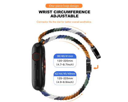 Magnetic Buckle Braided Loop Band for Apple Watch - Multicolor Nylon Strap