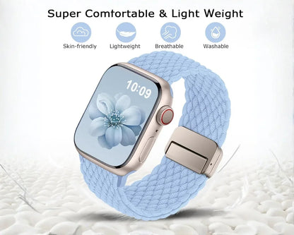 Magnetic Buckle Braided Loop Band for Apple Watch - Red Nylon Strap