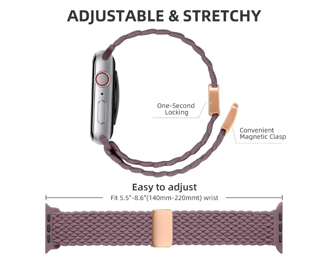Magnetic Buckle Braided Loop Band for Apple Watch - Red Nylon Strap