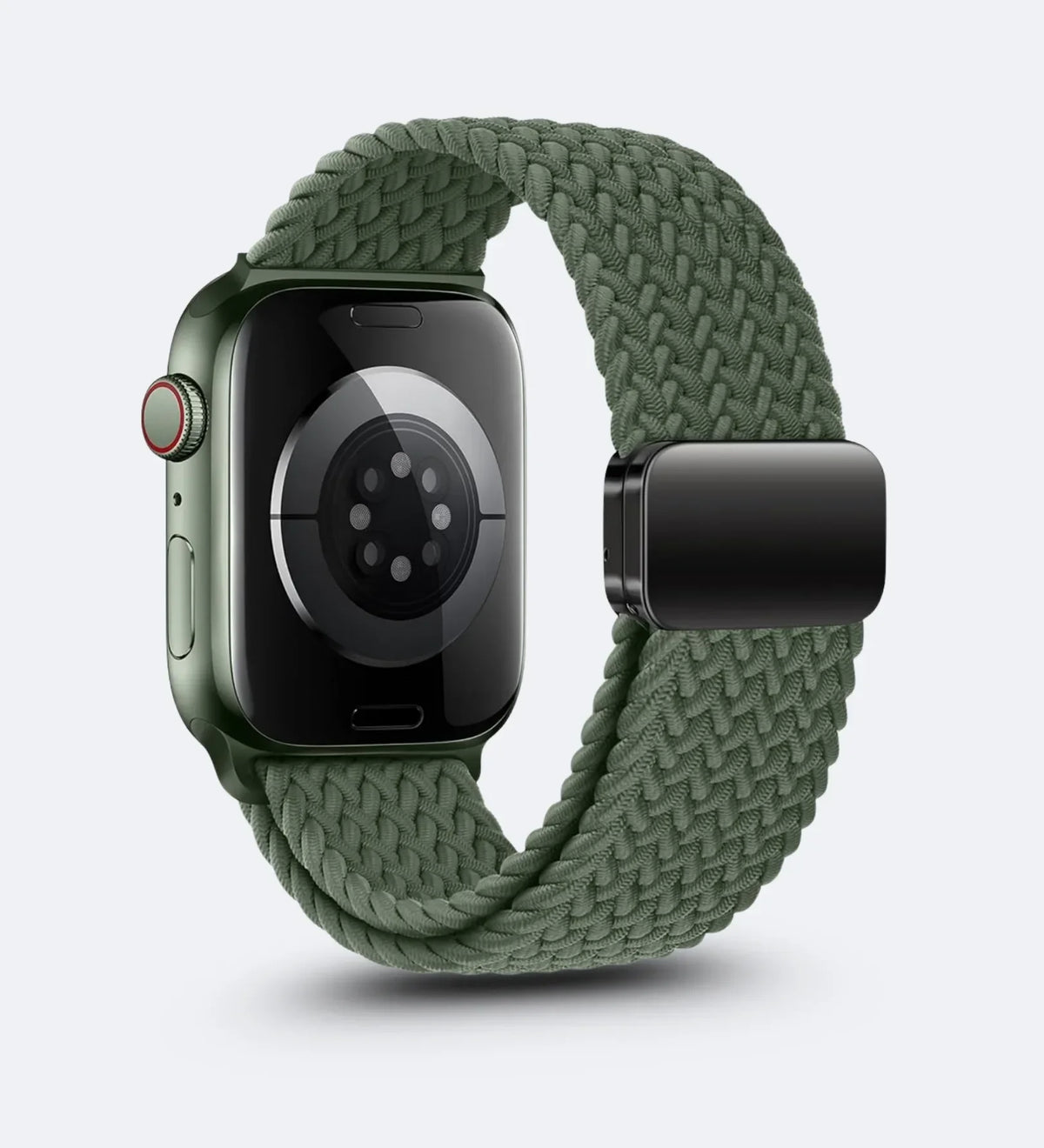 Magnetic Buckle Braided Loop Band for Apple Watch - Green Nylon Strap