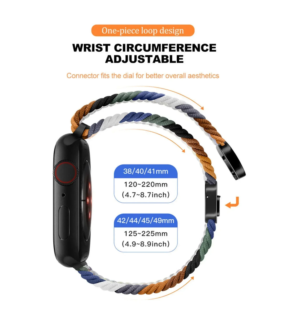 Magnetic Buckle Braided Loop Band for Apple Watch - Blue Nylon Strap