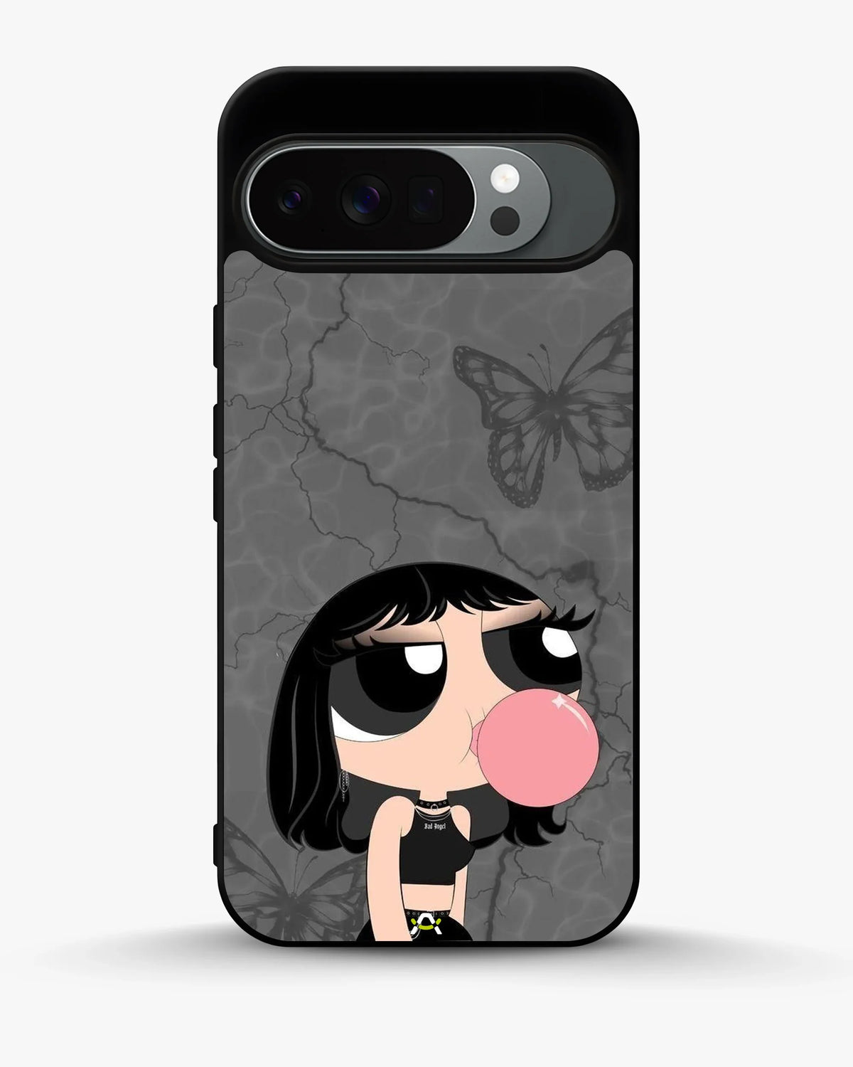 Bubblegum Cartoon Girl Phone Case - Cute Gray & Pink Print for iPhone, Samsung, Pixel, OnePlus & Vivo