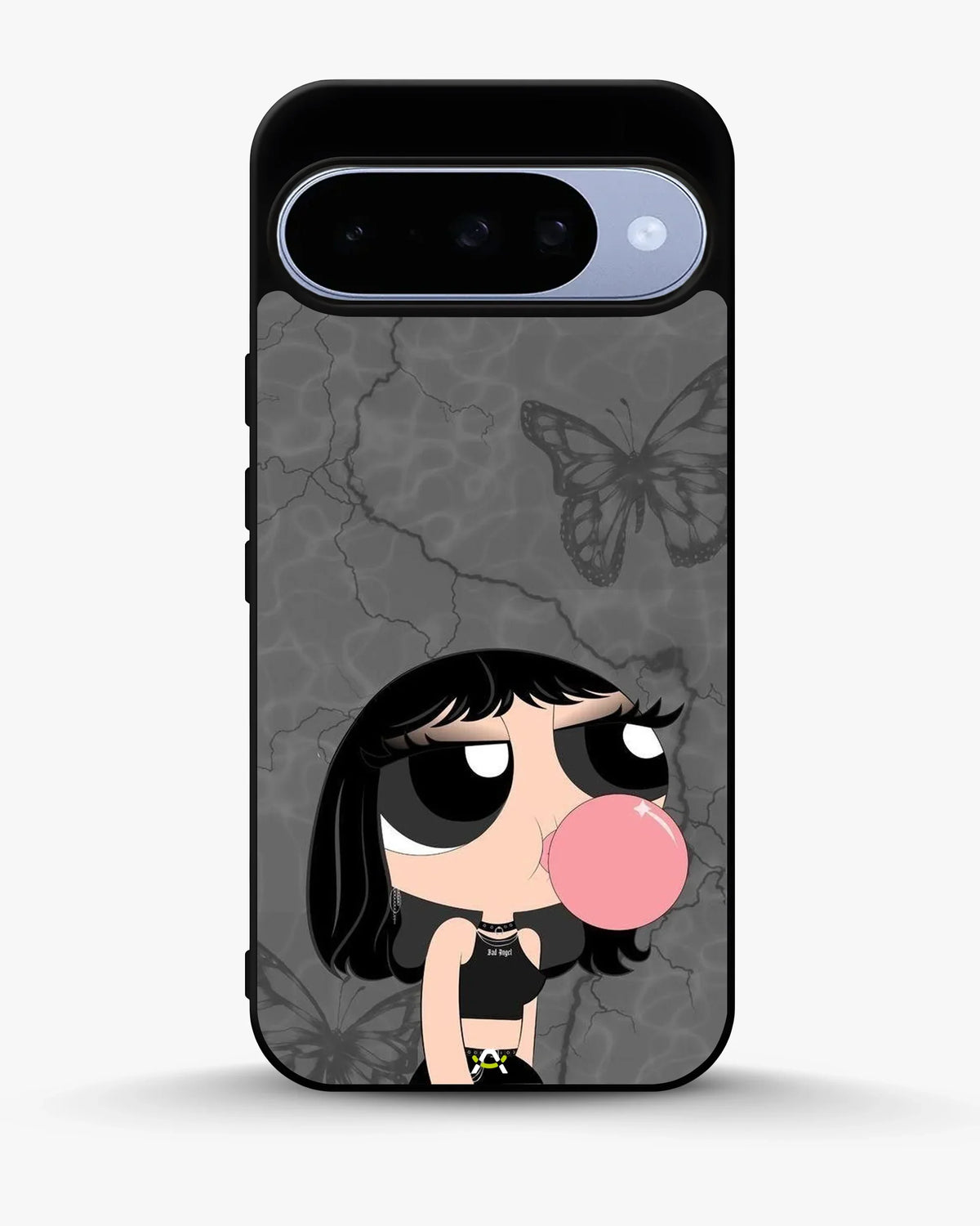 Bubblegum Cartoon Girl Phone Case - Cute Gray & Pink Print for iPhone, Samsung, Pixel, OnePlus & Vivo