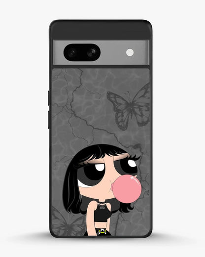 Bubblegum Cartoon Girl Phone Case - Cute Gray & Pink Print for iPhone, Samsung, Pixel, OnePlus & Vivo