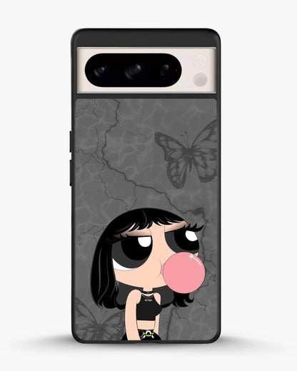 Bubblegum Cartoon Girl Phone Case - Cute Gray & Pink Print for iPhone, Samsung, Pixel, OnePlus & Vivo