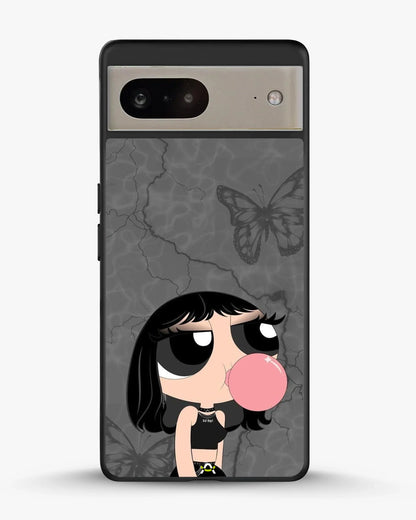 Bubblegum Cartoon Girl Phone Case - Cute Gray & Pink Print for iPhone, Samsung, Pixel, OnePlus & Vivo