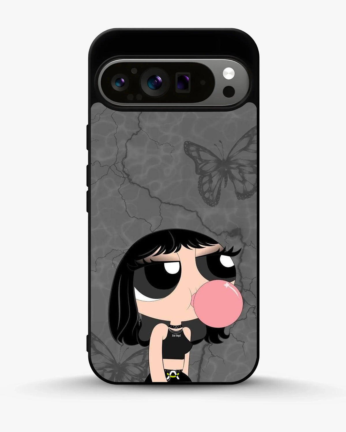Bubblegum Cartoon Girl Phone Case - Cute Gray & Pink Print for iPhone, Samsung, Pixel, OnePlus & Vivo