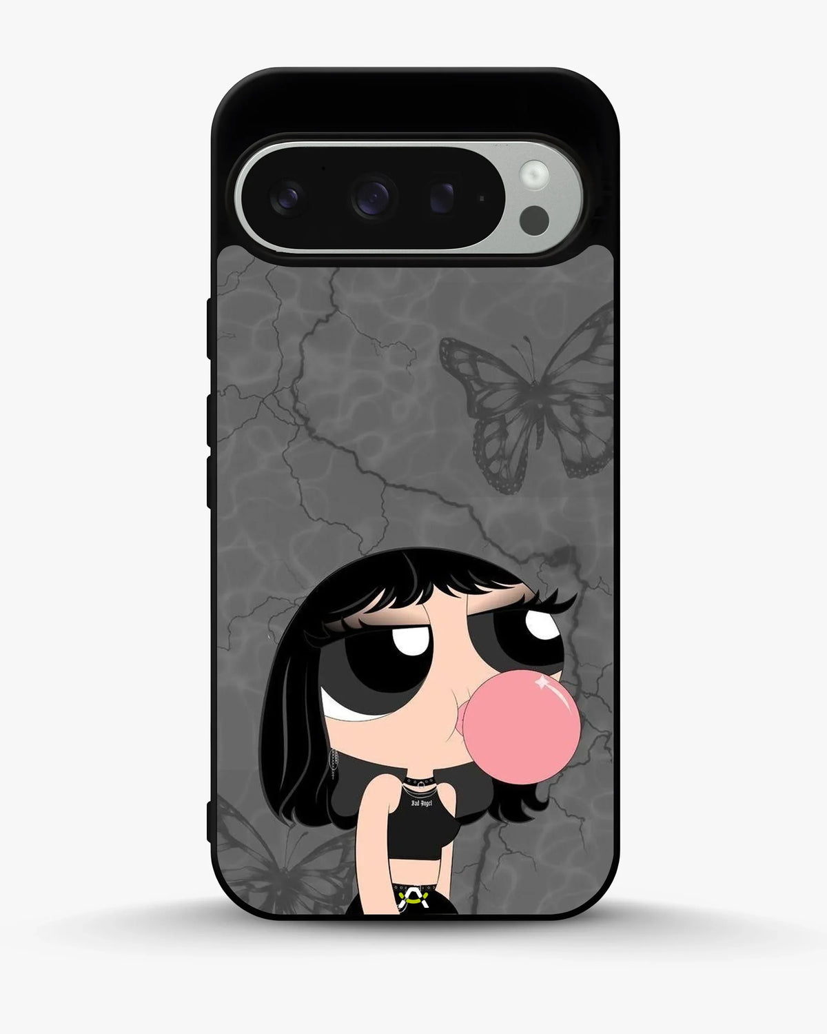 Bubblegum Cartoon Girl Phone Case - Cute Gray & Pink Print for iPhone, Samsung, Pixel, OnePlus & Vivo