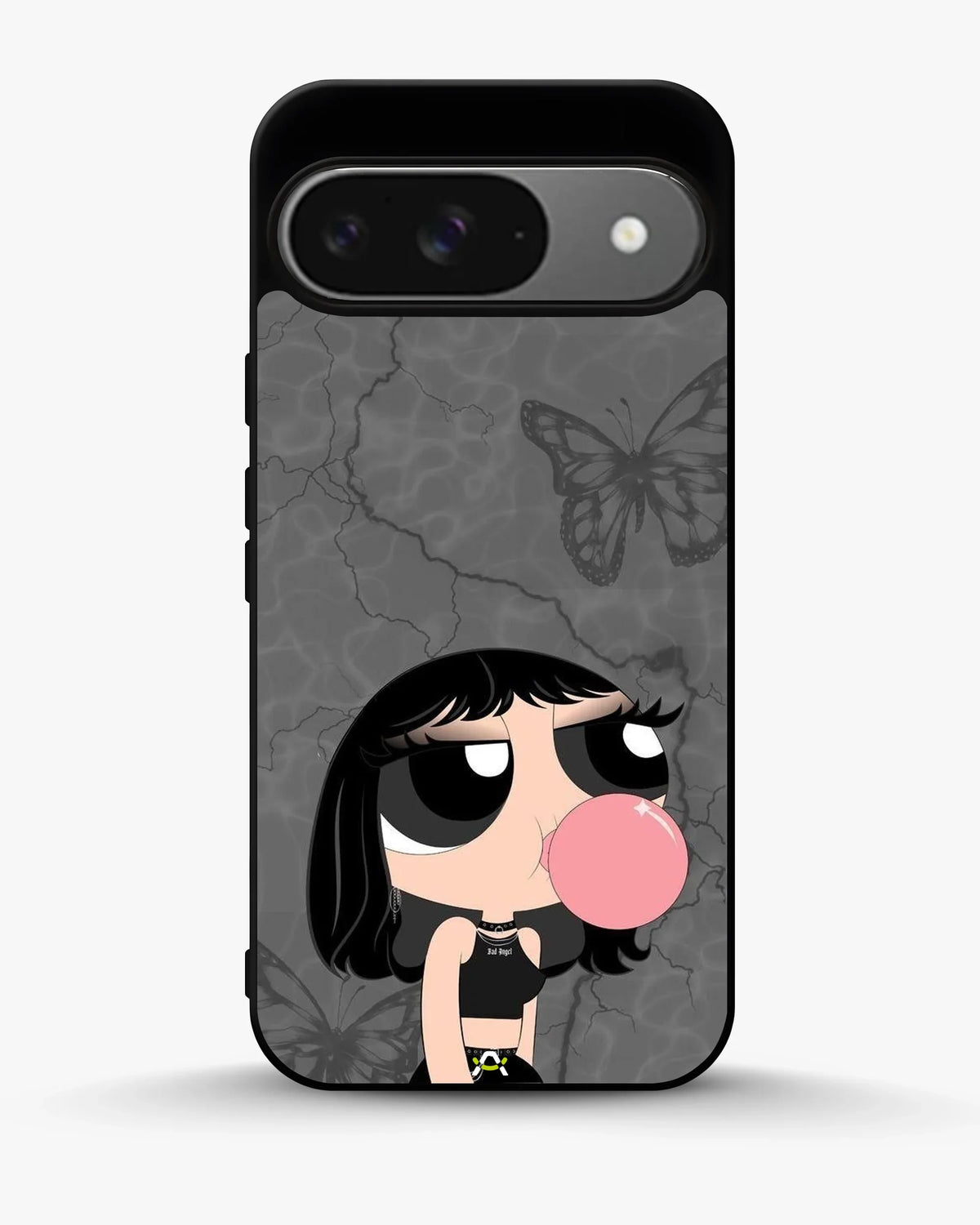 Bubblegum Cartoon Girl Phone Case - Cute Gray & Pink Print for iPhone, Samsung, Pixel, OnePlus & Vivo