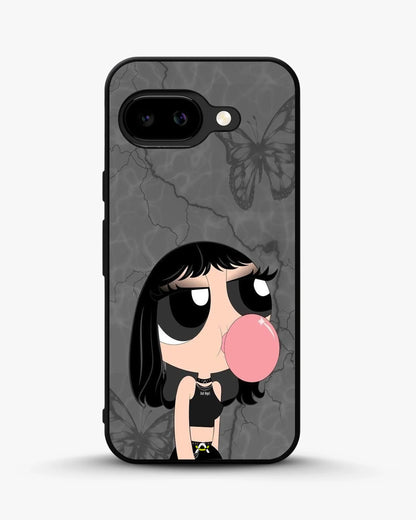 Bubblegum Cartoon Girl Phone Case - Cute Gray & Pink Print for iPhone, Samsung, Pixel, OnePlus & Vivo