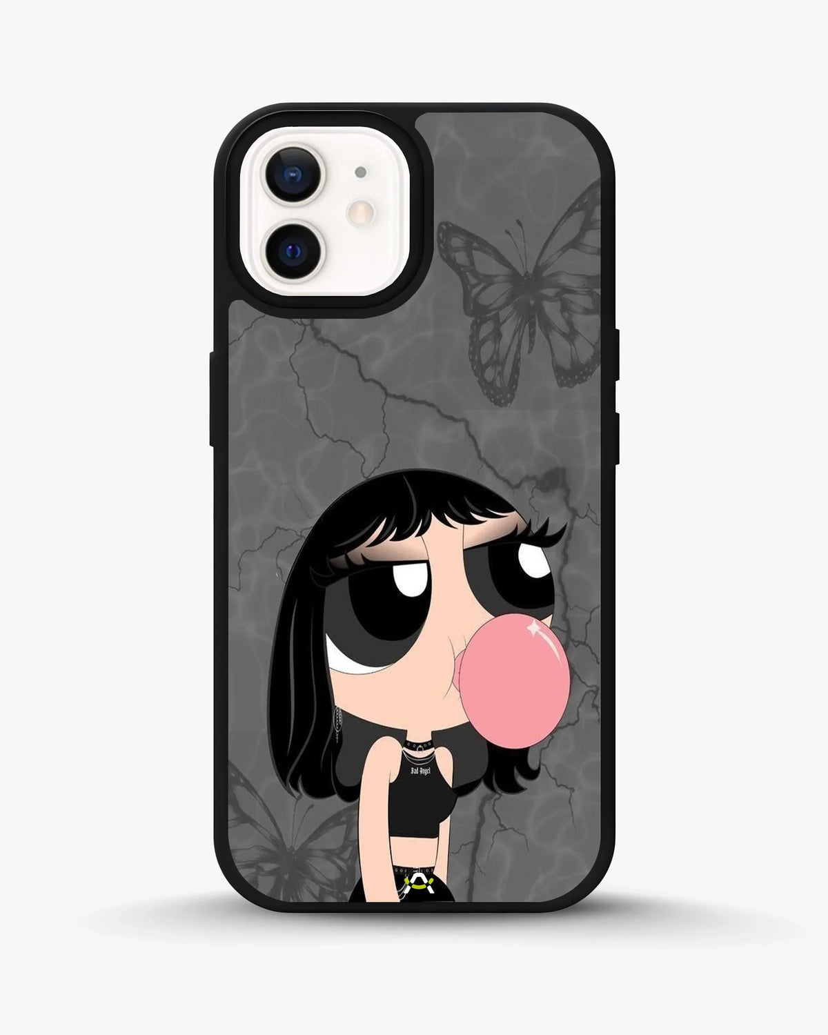 Bubblegum Cartoon Girl Phone Case - Cute Gray & Pink Print for iPhone, Samsung, Pixel, OnePlus & Vivo