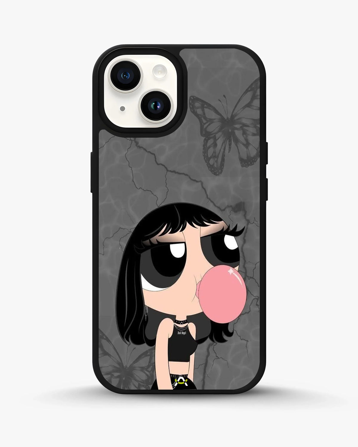 Bubblegum Cartoon Girl Phone Case - Cute Gray & Pink Print for iPhone, Samsung, Pixel, OnePlus & Vivo