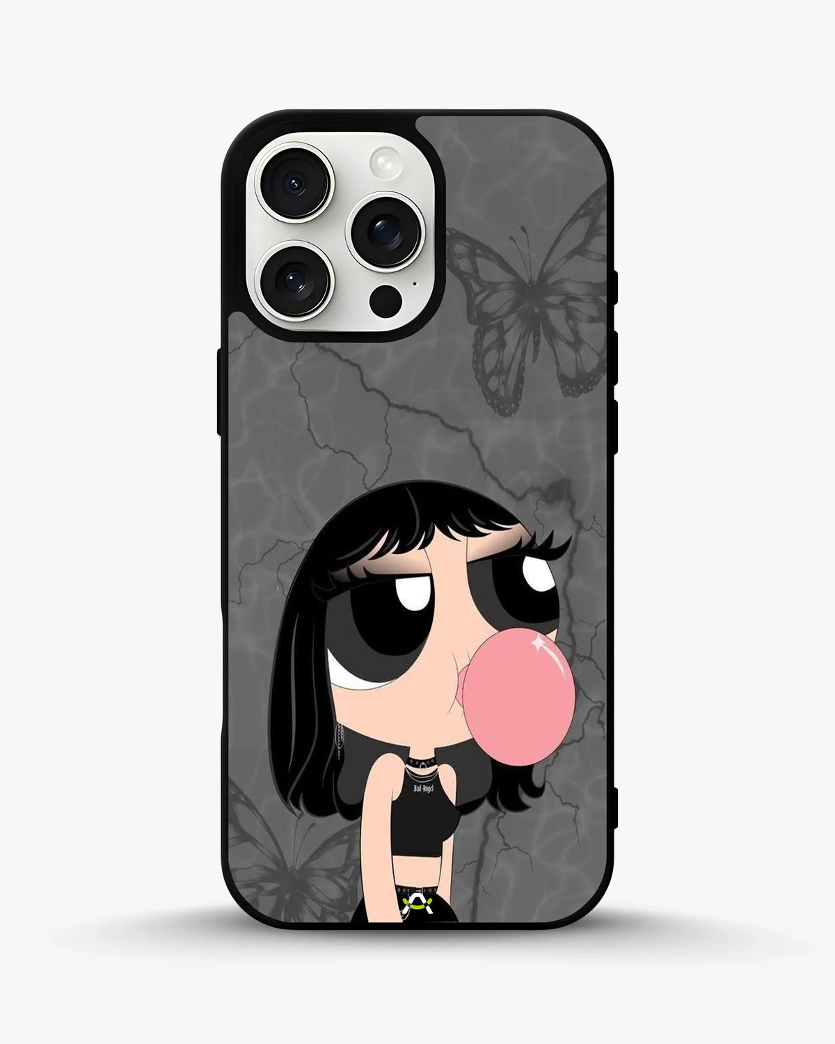 Bubblegum Cartoon Girl Phone Case - Cute Gray & Pink Print for iPhone, Samsung, Pixel, OnePlus & Vivo