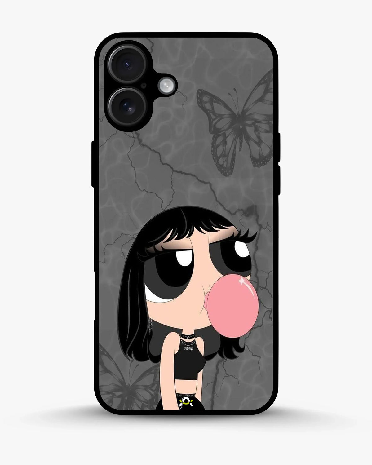 Bubblegum Cartoon Girl Phone Case - Cute Gray & Pink Print for iPhone, Samsung, Pixel, OnePlus & Vivo