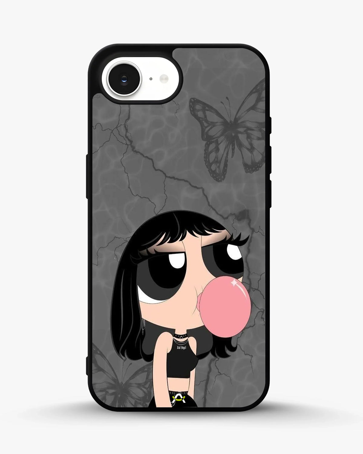 Bubblegum Cartoon Girl Phone Case - Cute Gray & Pink Print for iPhone, Samsung, Pixel, OnePlus & Vivo
