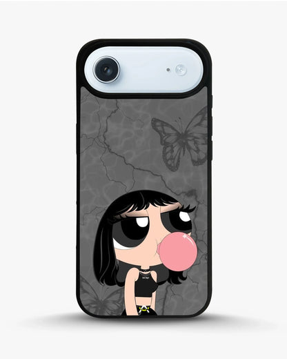 Bubblegum Cartoon Girl Phone Case - Cute Gray & Pink Print for iPhone, Samsung, Pixel, OnePlus & Vivo