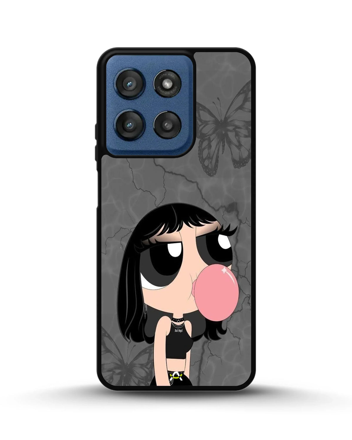 Bubblegum Cartoon Girl Phone Case - Cute Gray & Pink Print for iPhone, Samsung, Pixel, OnePlus & Vivo