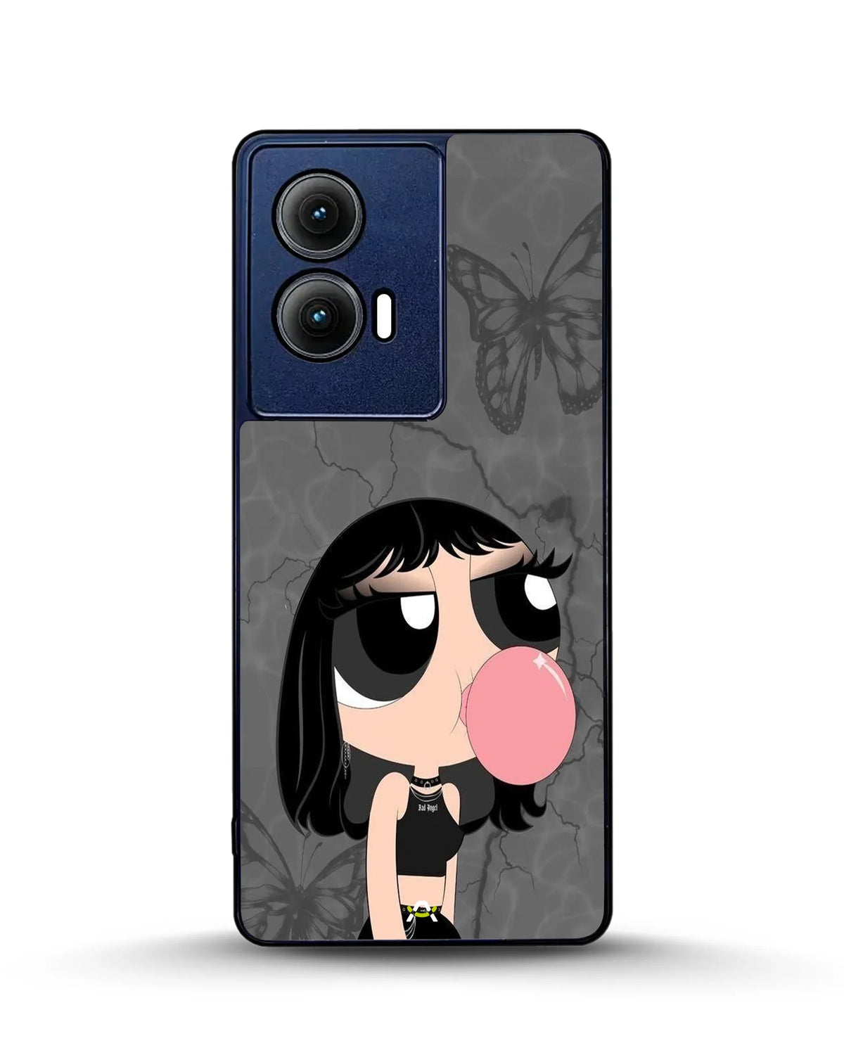 Bubblegum Cartoon Girl Phone Case - Cute Gray & Pink Print for iPhone, Samsung, Pixel, OnePlus & Vivo