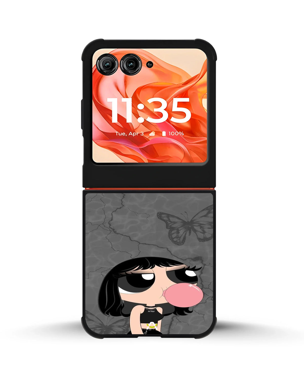 Bubblegum Cartoon Girl Phone Case - Cute Gray & Pink Print for iPhone, Samsung, Pixel, OnePlus & Vivo