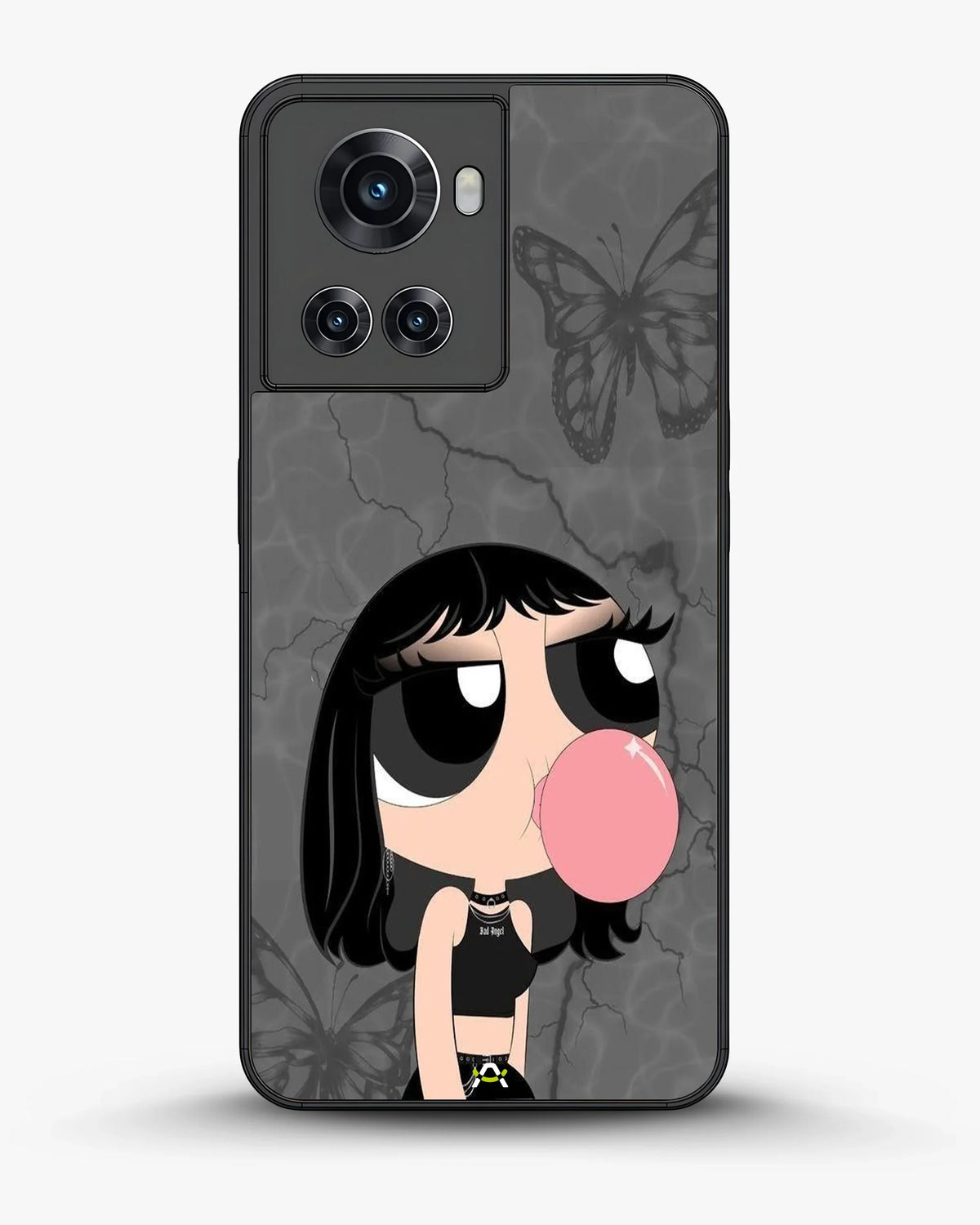 Bubblegum Cartoon Girl Phone Case - Cute Gray & Pink Print for iPhone, Samsung, Pixel, OnePlus & Vivo