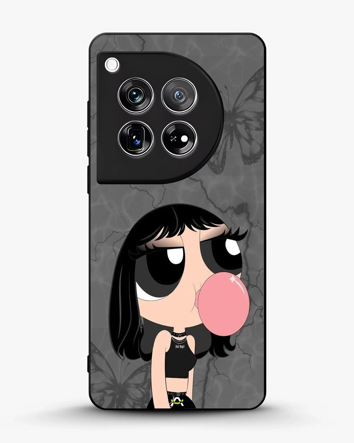Bubblegum Cartoon Girl Phone Case - Cute Gray & Pink Print for iPhone, Samsung, Pixel, OnePlus & Vivo