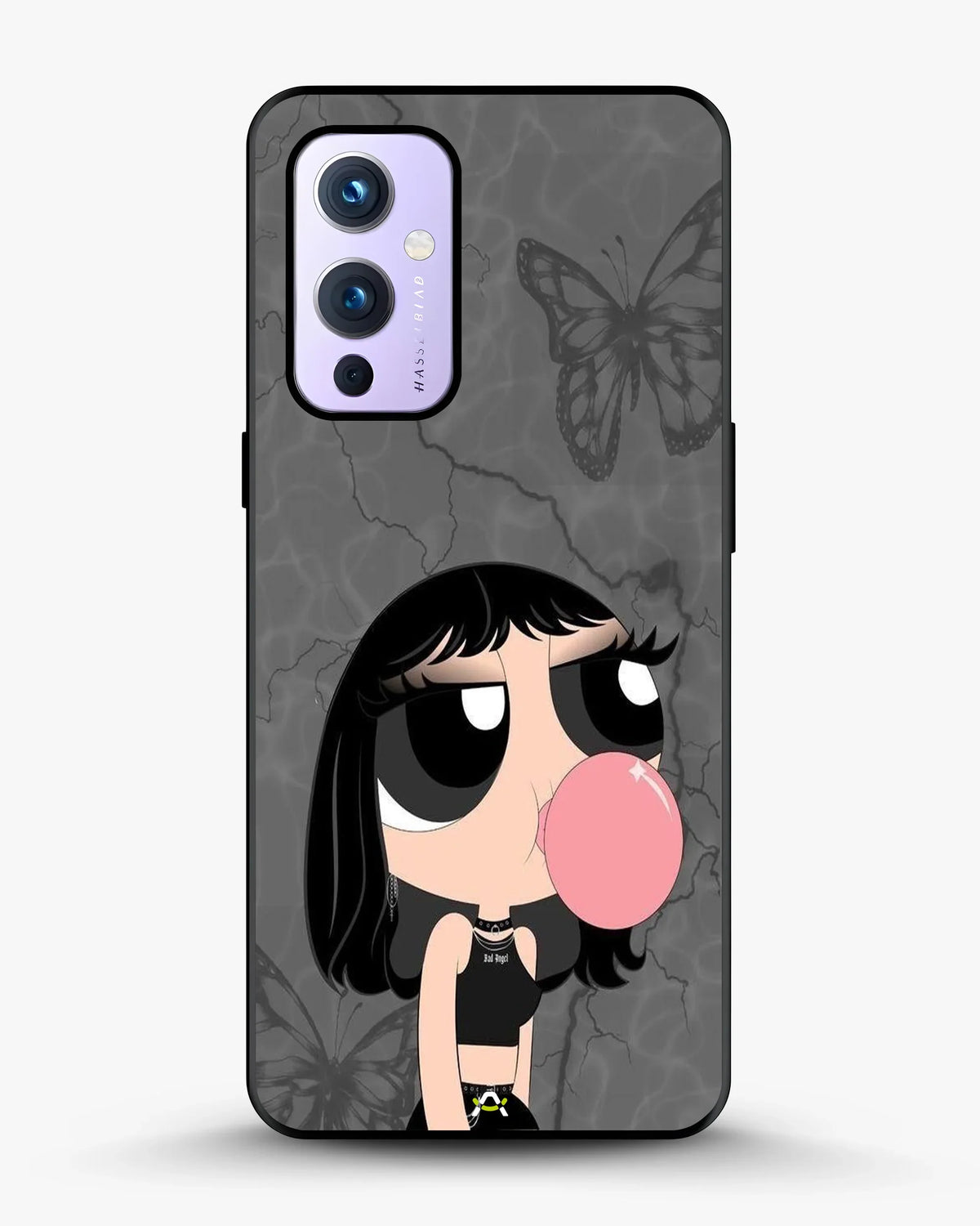 Bubblegum Cartoon Girl Phone Case - Cute Gray & Pink Print for iPhone, Samsung, Pixel, OnePlus & Vivo