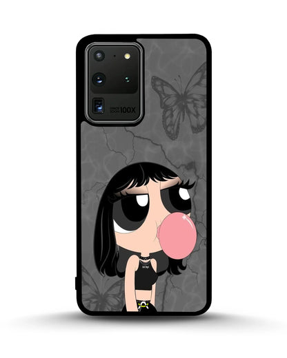 Bubblegum Cartoon Girl Phone Case - Cute Gray & Pink Print for iPhone, Samsung, Pixel, OnePlus & Vivo